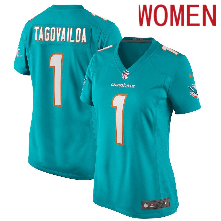 Women Miami Dolphins 1 Tua Tagovailoa Nike Green Game NFL Jersey